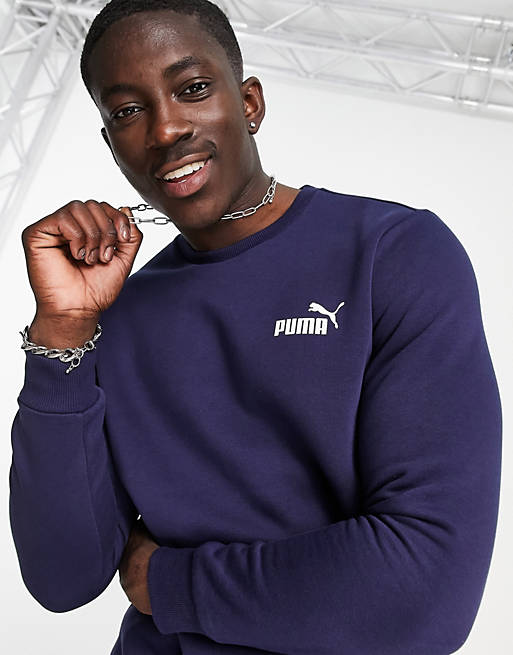 Puma - Essentials - Sweatshirt met klein logo in marineblauw