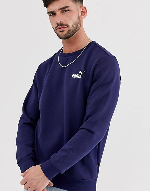 Puma Essentials sweatshirt with small logo in navy | ASOS