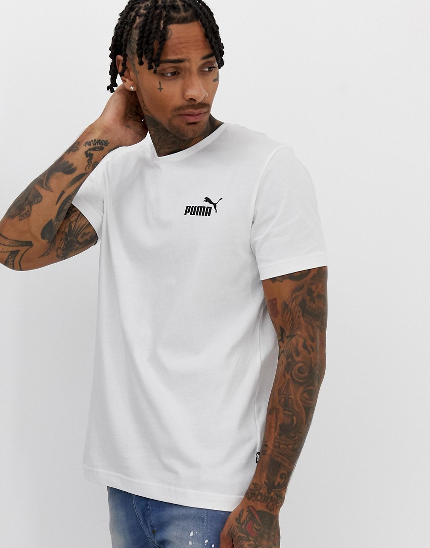 Puma Essentials - T-shirt con logo piccolo bianca-Bianco
