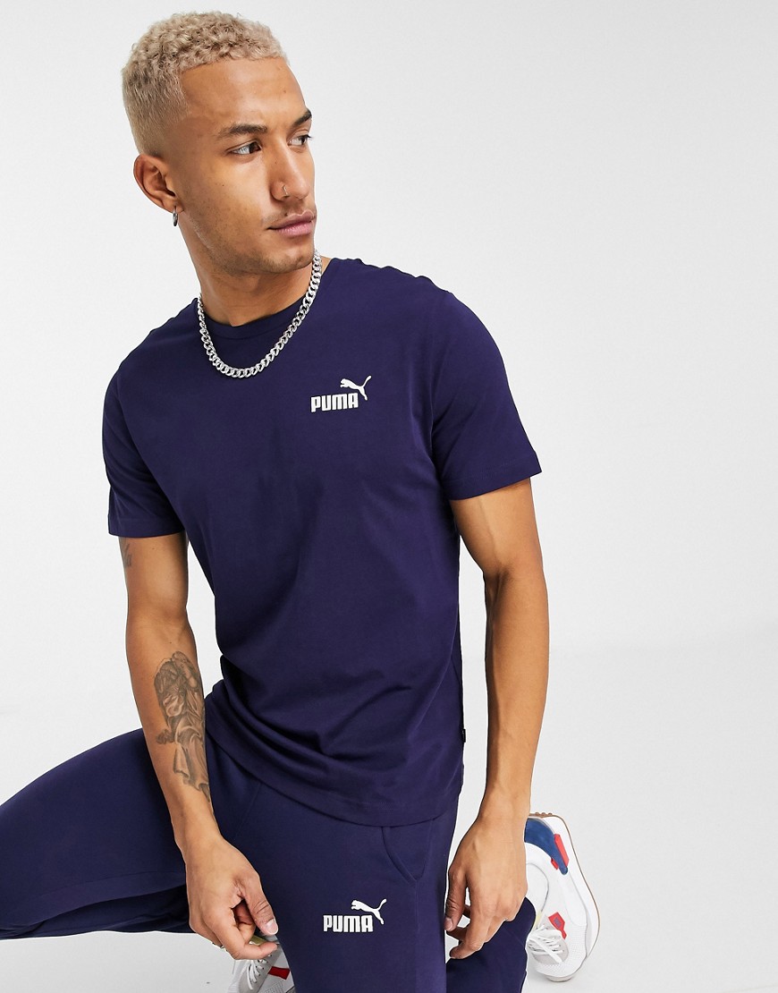 Puma Essentials - T-shirt con logo piccolo blu navy