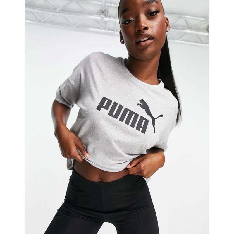 ZQOEs Donna PUMA - Essentials - T-Shirt grigia corta con logo