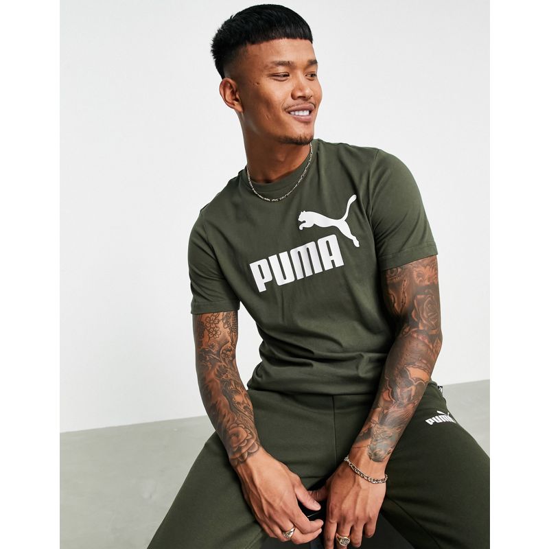 PUMA - Essentials - T-shirt kaki con logo grande
