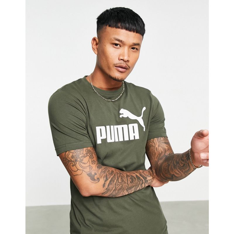 7qCAM T-shirt stampate PUMA - Essentials - T-shirt kaki con logo grande