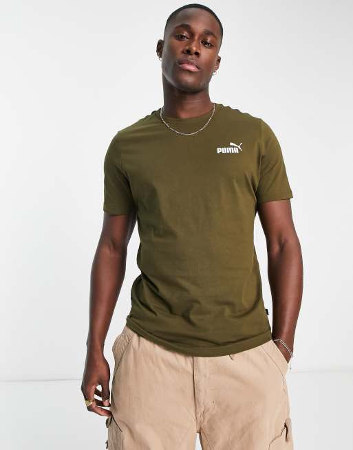 Puma - Essentials - T-shirt met klein logo in kaki