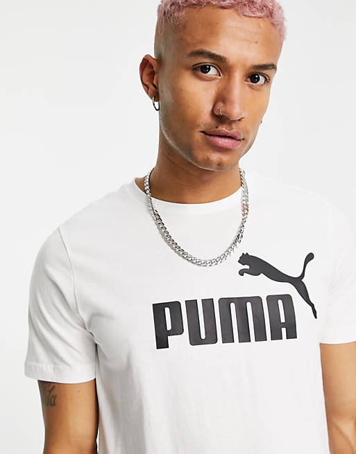 PUMA - Essentials - T-shirt met korte mouwen en groot logo in wit