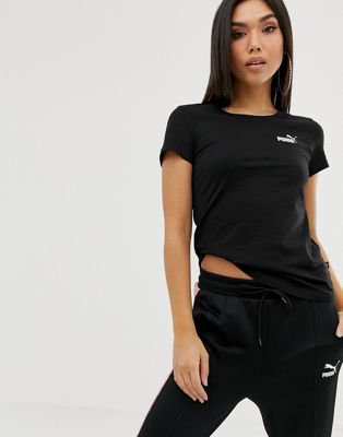 Puma – Essentials – T-Shirt mit kleinem Logo in Schwarz