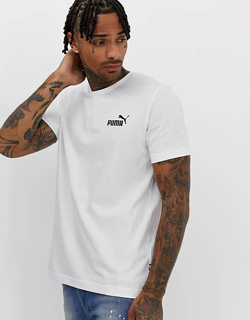 Puma Essentials t-shirt with small logo in white | ASOS
