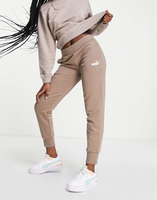 Puma essentials trackies in taupe Exclusive to ASOS