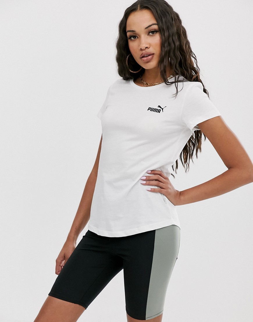 Puma – Essentials – Vit t-shirt med liten logga