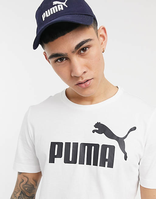 Puma – Essentials – Weißes T-Shirt mit großem Logo