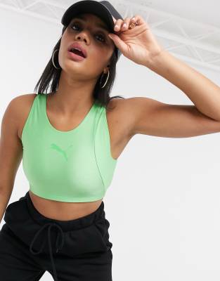 Puma Evide Bralette With Central Logo In Green