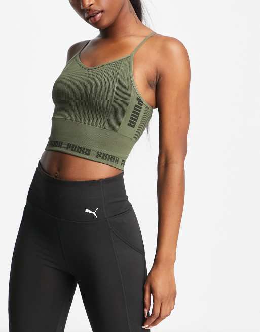 PUMA – Evo Knit – Nahtloses, kurzes Oberteil in Dunkelgrün, 4 von 4