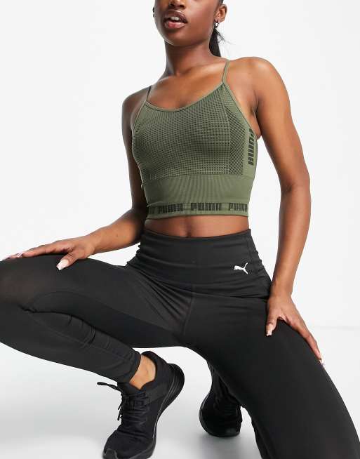 Puma Evoknit Crop Top Sports Bra Green M