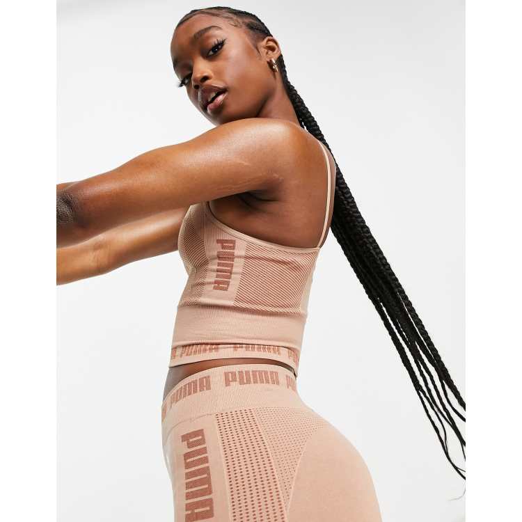 PUMA Evoknit Seamless Crop Top in chanterelle