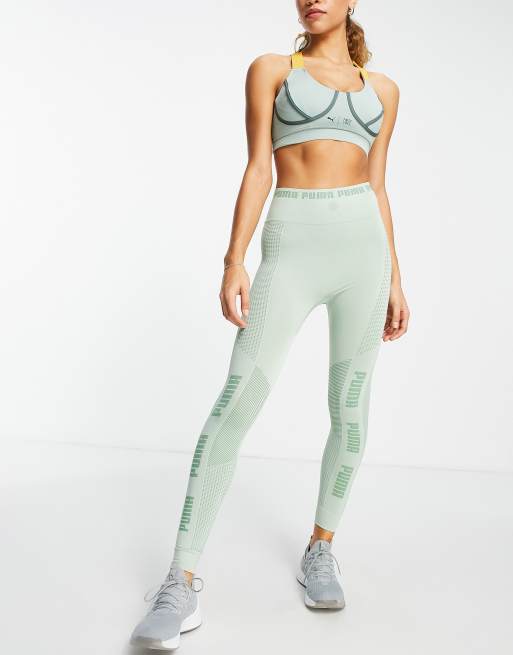 Puma Training Evoknit seamless leggings in sage-Green