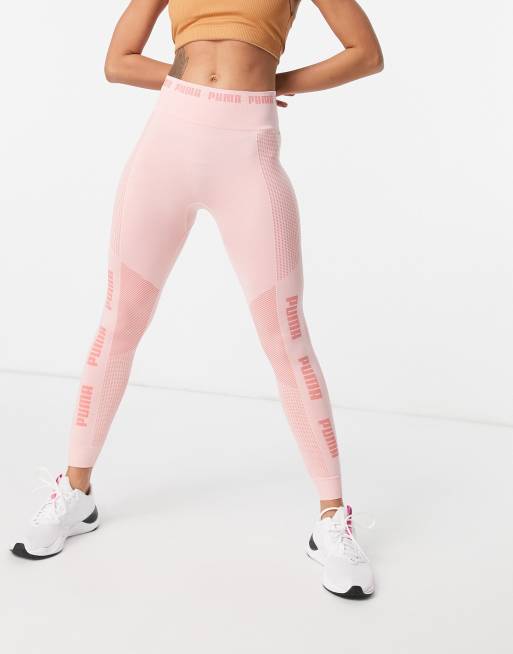 Puma training evoknit seamless leggings in soft pink offer at Asos