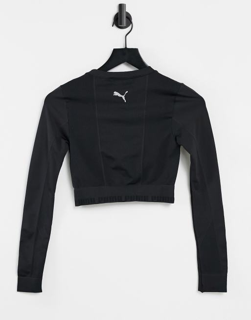 PUMA Evoknit Seamless Ls Crop Top in puma black ASOS