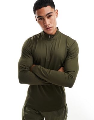 Puma Training Evolve 1/4 zip sweatshirt in khaki - ASOS Price Checker