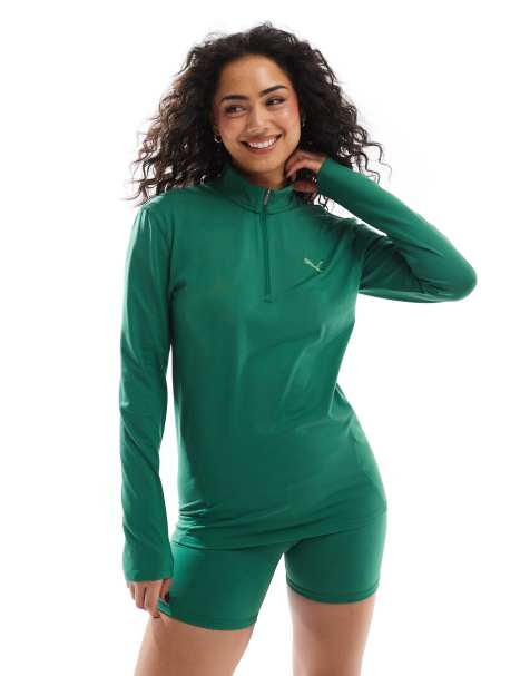 PUMA - Evolve - Top de sport à col zippé - Vert olive - view 1