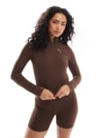 [Puma] PUMA Evolve training half zip sweat in brown S BROWN