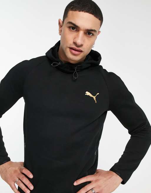 Puma Evostripe hoodie with gold cat in black | ASOS