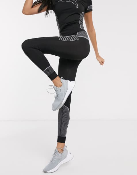 Puma – Evostripe – Schwarze Cropped-Leggings mit hohem Bund