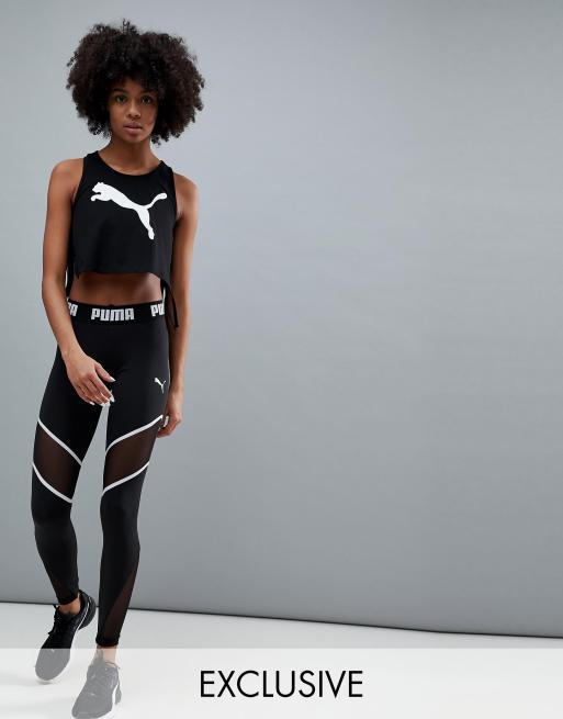 Puma - Exclusief bij ASOS - Legging met mesh inzetstuk in zwart