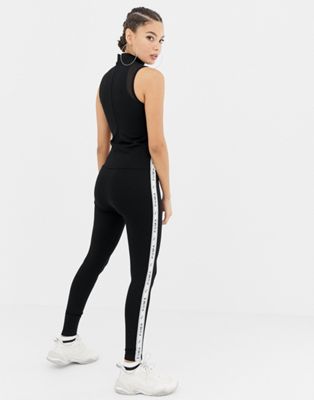 black tapping high neck jumpsuit 