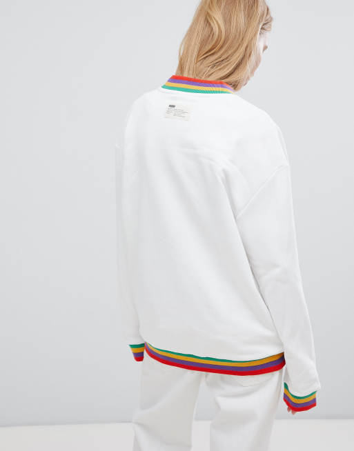 Puma exclusive oversized organic cotton rainbow 2025 sweatshirt in black