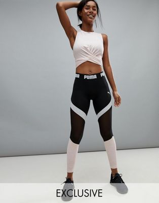 puma exclusive to asos mesh panel leggings in black