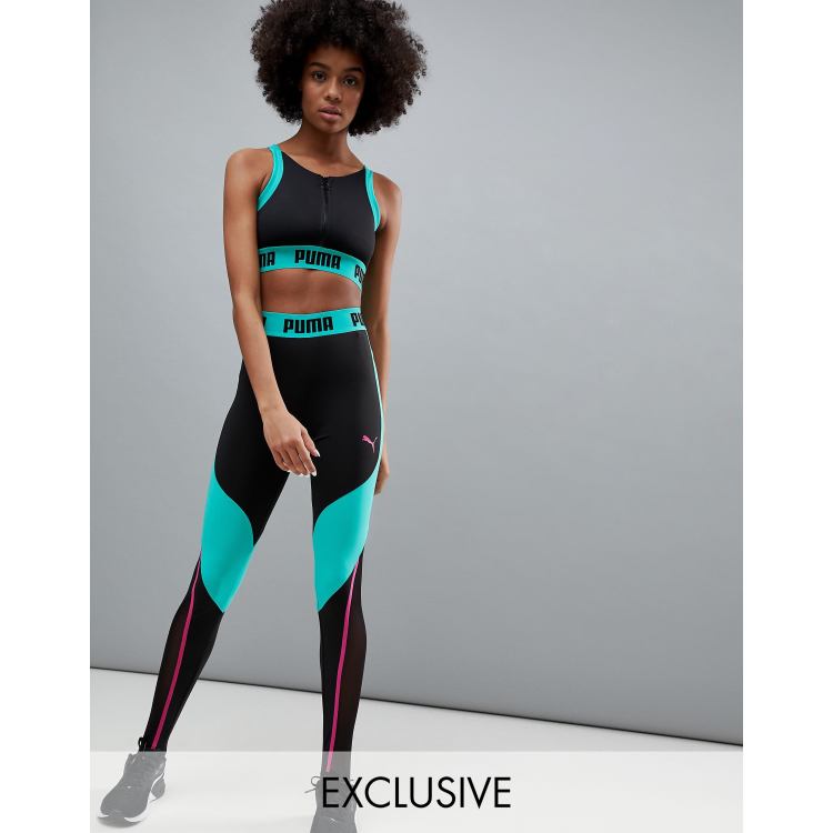 Puma Plus Exclusive To ASOS Paneled Legging In Black And Green