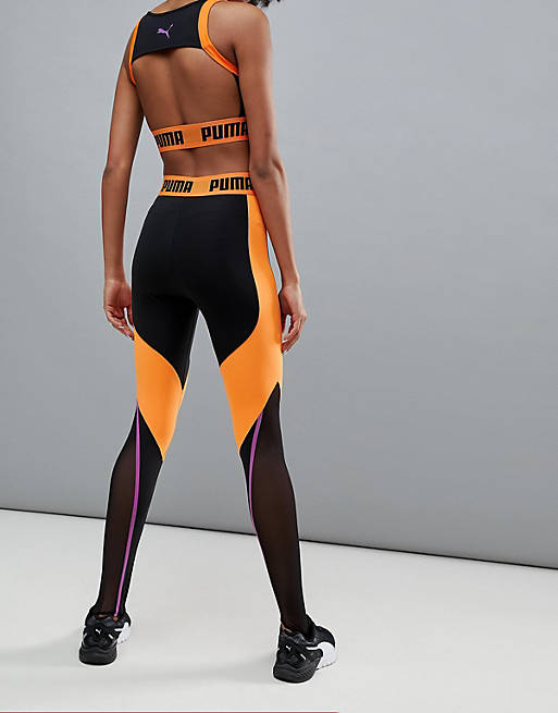 Puma Exclusive To ASOS Paneled Legging In Black And Orange