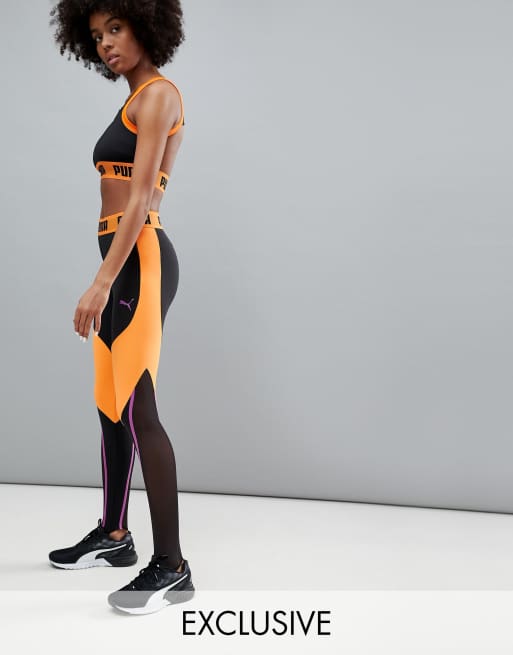 Puma Exclusive To ASOS Panelled Legging In Black And Orange