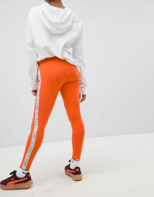 Taped Side Stripe Leggings In Orange 