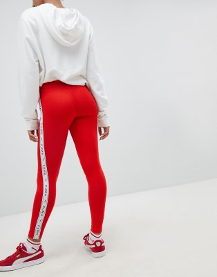 ASOS Taped Side Stripe Leggings In Red 