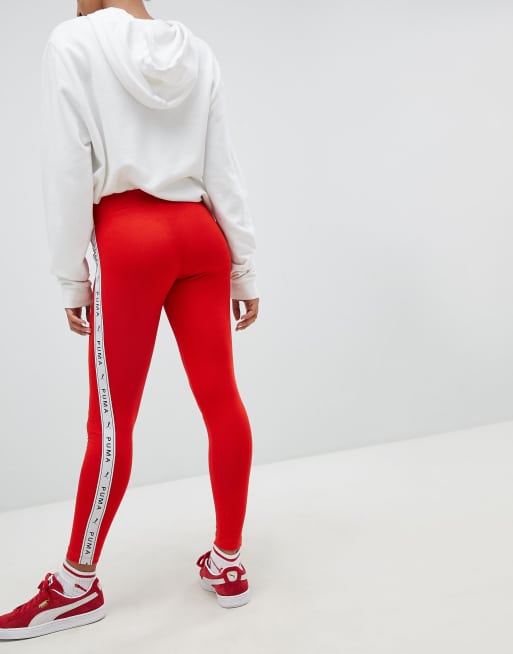 Leggings with red outlet side stripe