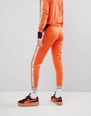 Taped Side Stripe Track Pants In Orange 