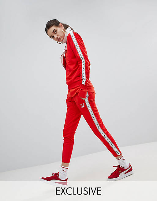 Puma Exclusive To ASOS Taped Side Stripe Track Pants In Red | ASOS