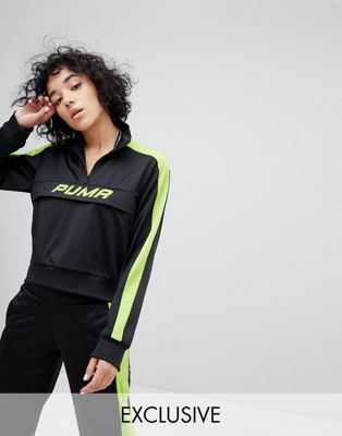 Track Pant In Black And Lime Green 