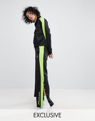 ASOS Track Pant In Black And Lime Green 