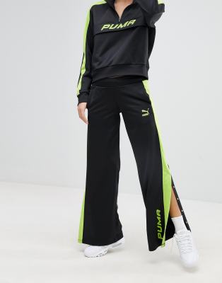 black and lime green track pants