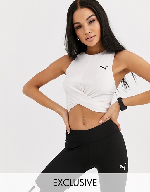 Puma exclusive to ASOS twisted crop top in nude