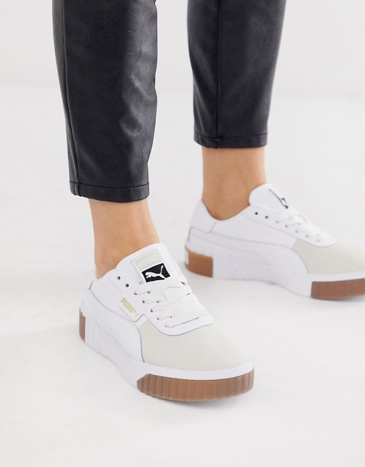 Puma Exotic Cali Trainers with Gum Sole in White | ASOS