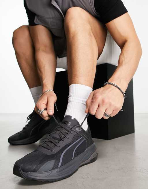 Puma black hot sale mesh trainers