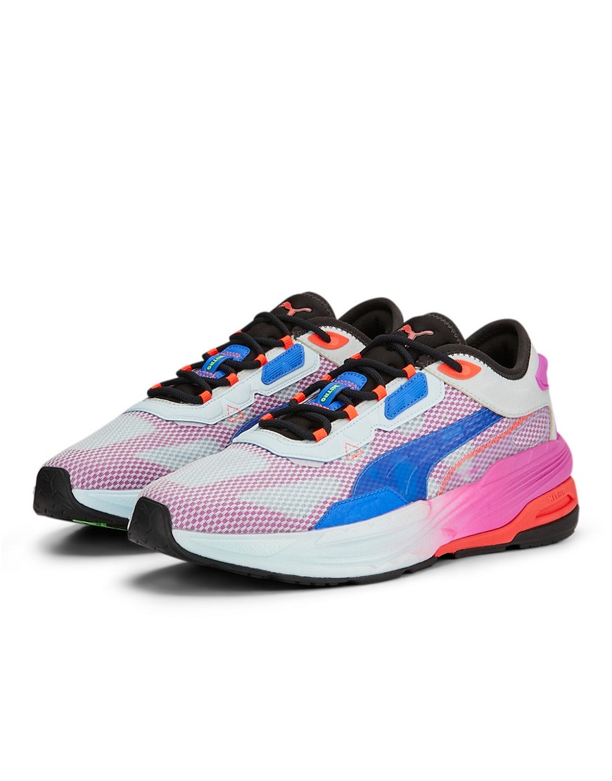 Puma Extent Nitro Ultraviolet sneakers in blue and coral