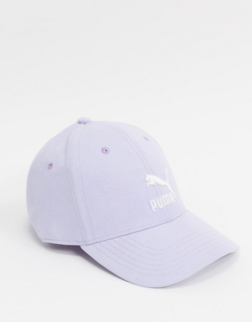 Puma faux suede baseball cap in lilac