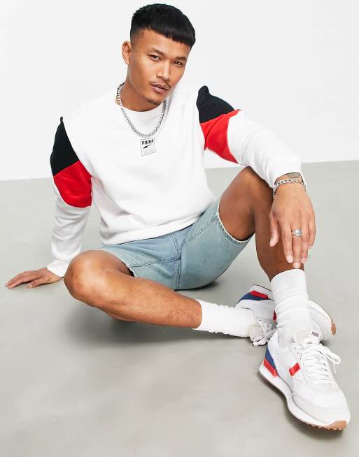 PUMA - Felpa con logo piccolo, colore bianco