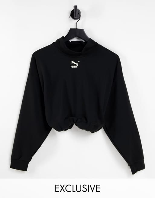 PUMA Felpa corta accollata con colletto risvoltato colore nero ASOS
