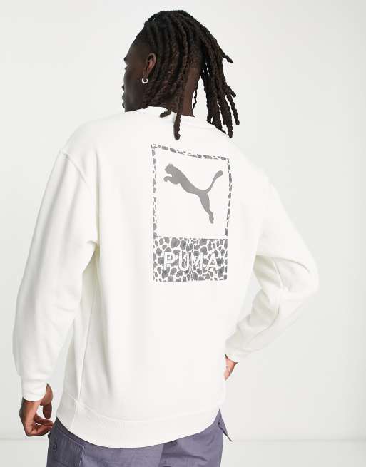 PUMA - Felpa écru con stampa safari sul retro
