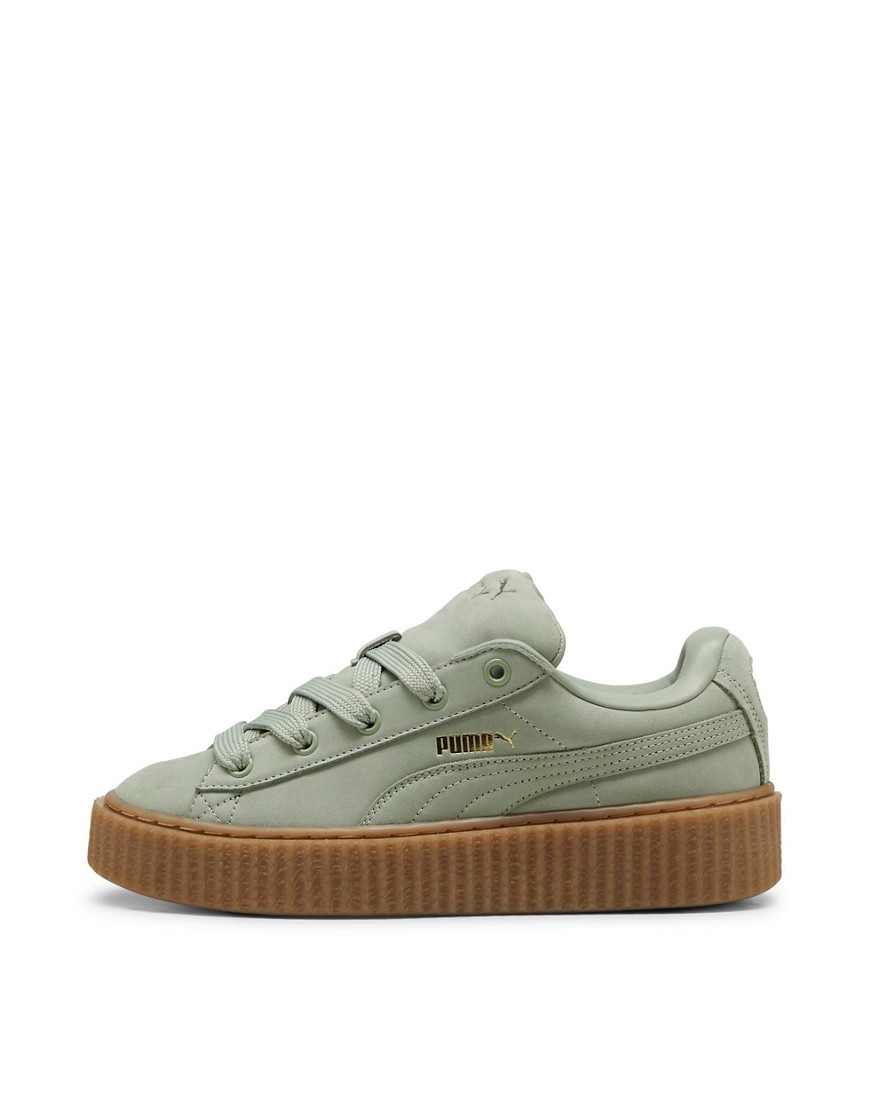 Shop Puma Fenty Creeper Phatty Sneakers In Green With Rubber Sole